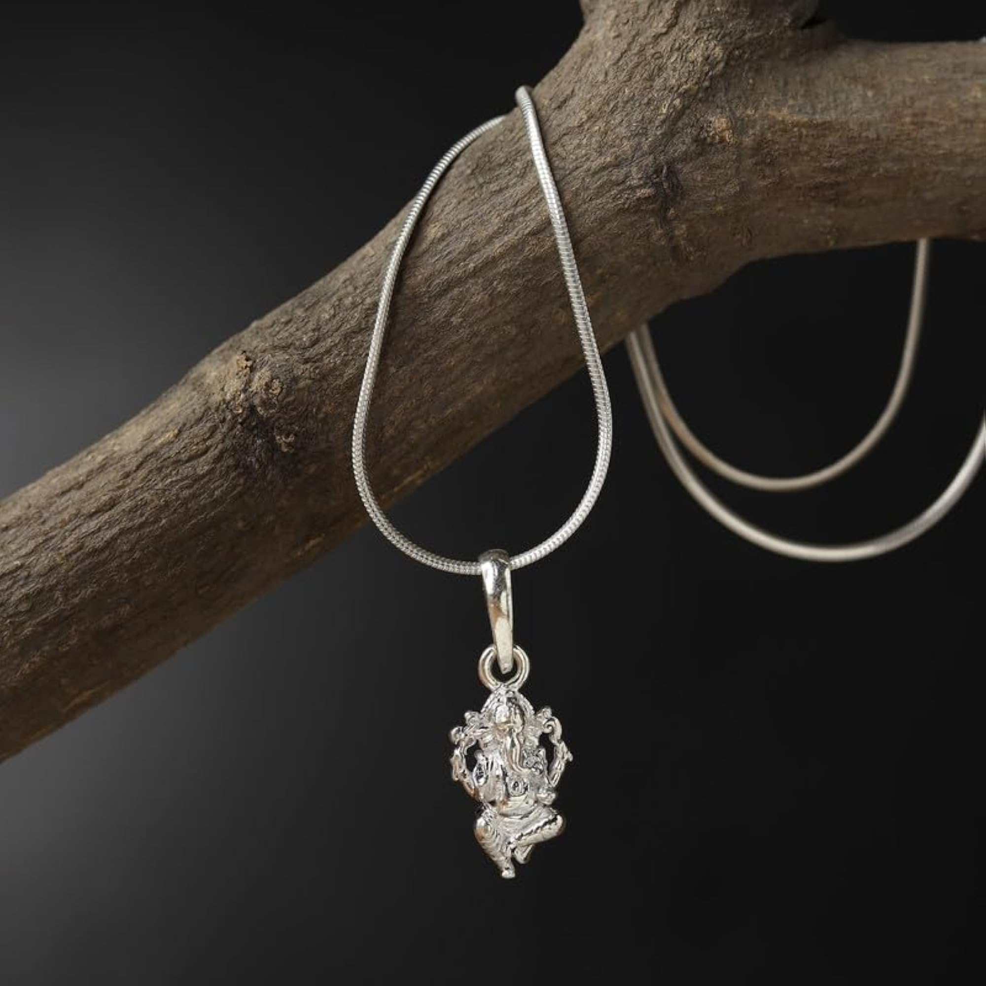 Women's Sterling Silver God Ganesha Chain Pendant Necklace